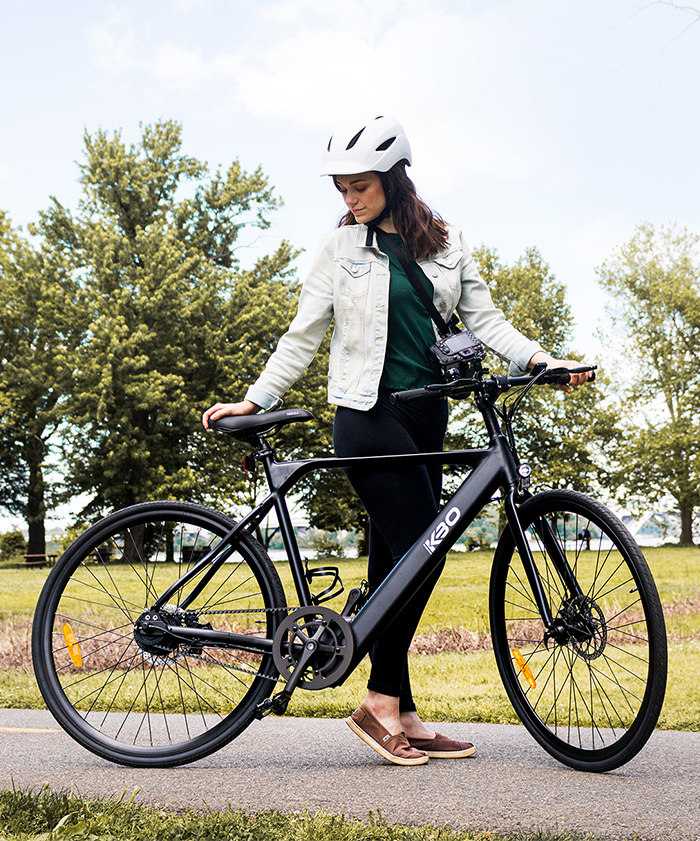 girl with black bike